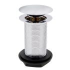 1.1/4" Chrome Unslotted Basin Waste with Flat Mushroom Clicker Plug & Stay Hole Stopper